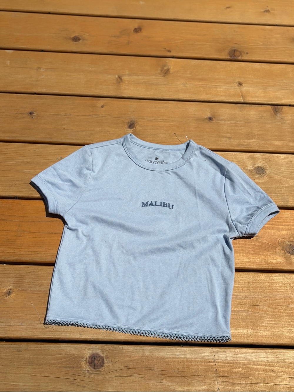 Malibu Light Blue Short Sleeve Kids Tee with Chest Logo